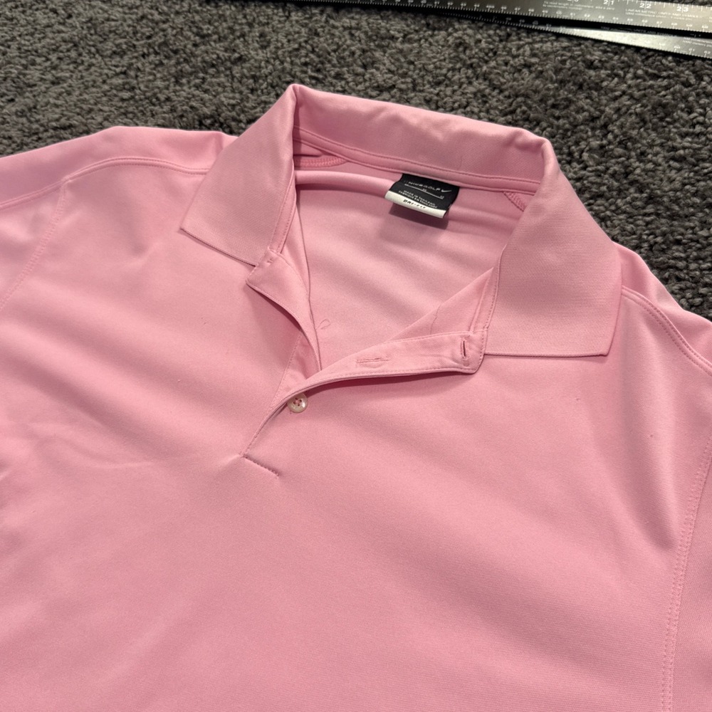 Sporty Nike Golf Polo Shirt Mens Pink Excellent Dri-FIT Short Sleeve M